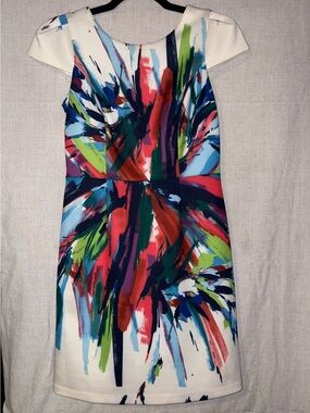 Bright Multicolor Brushstroke Mini Dress - White